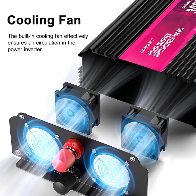 3000W Power Inverter,12V DC to AC 110V120V Peak Power 6000W with 2AC Outlets and 2.4USB Port,LCD Display Car Inverter for Outdoor Activities,Emergency