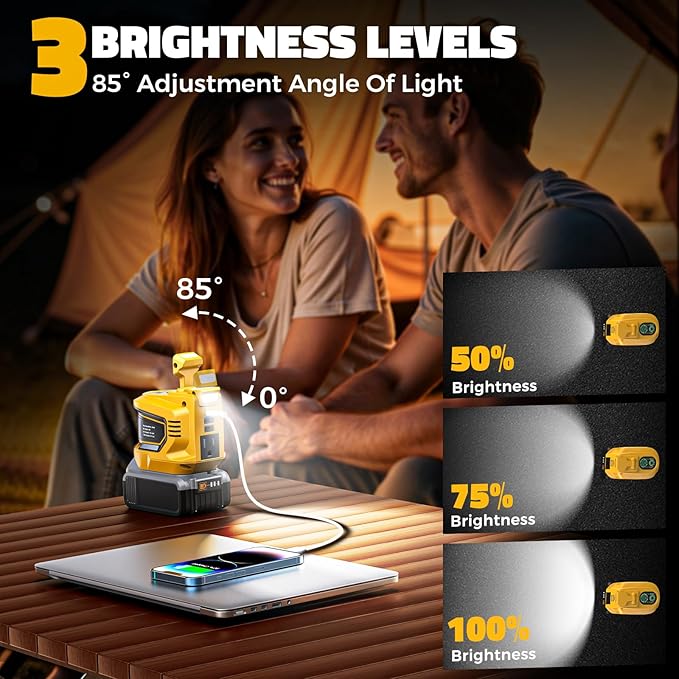 2PCS Real 200W Power Inverter for DeWalt, LIVOWALNY DC 20V to AC 110-120V Battery Inverter, Portable Battery Adapter Phone Charger Converter 2 USB & 1 Type-C & 1 AC for Camping Essentials (Tool Only)