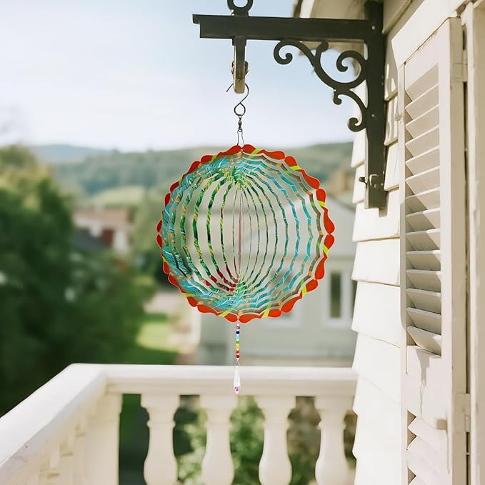 Cardinal Wind Spinner Crystal Tail, Marzovitra 10 inch 3D Stainless Steel Hanging Wind Spinner Metal Wind Catchers Kinetic Sculpture for Indoor,Outdoor Garden Decor,Yard Art
