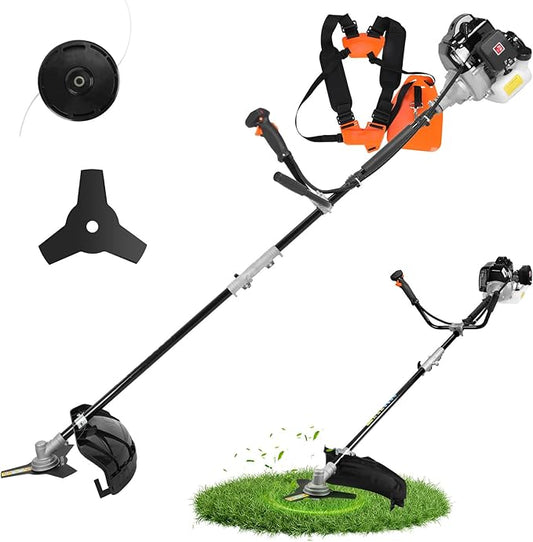 52CC Gas Powered Lawn Mower & Weed Trimmer for Large Yards, High-Power Engine, Easy Start, Durable Brush Cutter, DIY Yard Maintenance, All-Season Use