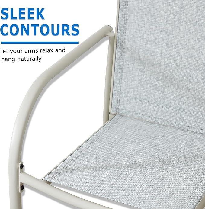 Outdoor Dining Chairs Set of 2, Stackable Patio Chairs with Textilene Fabric, Lightweight Garden Chairs for Poolside, Backyard, Camping, Beige