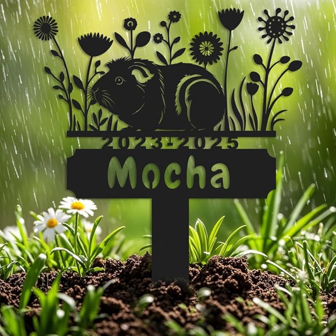 Personalized Guinea Pig Memorial Stake,Pet Plaque Guinea Pig Lover,Metal Guinea Pig Grave Marker,Remembrance Stake,Outdoor Garden Yard Sign guinea pig 14inch