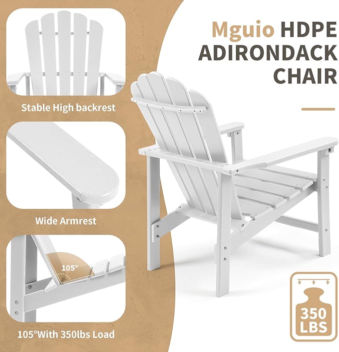 Stackable Adirondack Chairs Set of 6, Space Saving HDPE All-Weather Fire Pit Chair with Cover for Outdoor Lawn Porch Deck