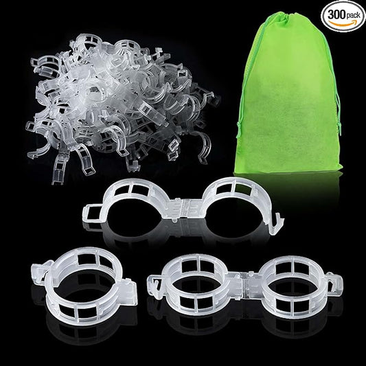 300pcs Plastic Plant Clips Reusable Garden Clips,Secured Plant Clips for Trellis&Vine Support Tomato Clips for Climbing Plants Enhance Upright Growth & Healthiness (CleanWhite)