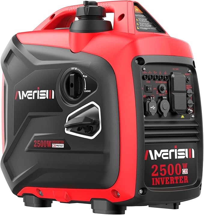 2500W Inverter Generator, Portable Gas Powered Generator Super Quiet with CO Sensor, RV Ready Parallel Capable, Long Run Time for Camping, Tailgating and Home Use
