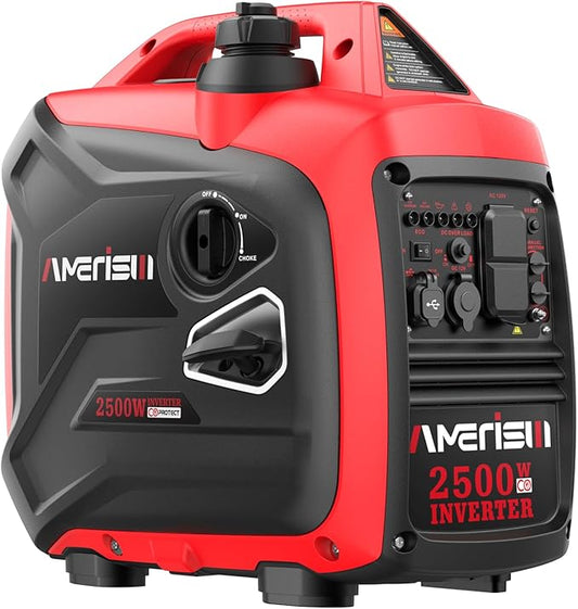 2500W Inverter Generator, Portable Gas Powered Generator Super Quiet with CO Sensor, RV Ready Parallel Capable, Long Run Time for Camping, Tailgating and Home Use