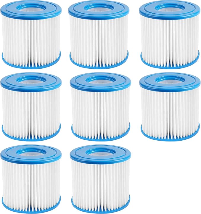 Type D Pool Filter Cartridge Replacement Compatible with Summer Waves P57100102, P57000104, Intex Type D, Summer Escapes Pool Filter, VII Filter, RX600 Above Ground Pools Pool Pump, 8 Pack