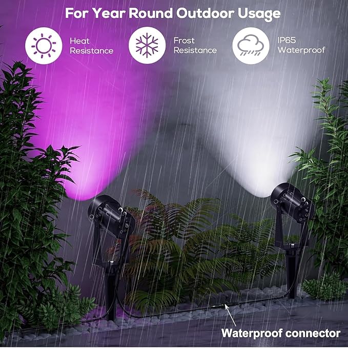 SUNTHIN Outdoor Landscape Lighting with Remote, RGBW Color Changing Spot Uplights, 16 Pack