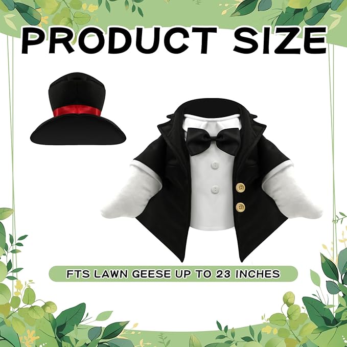 Goose Outfits Wedding Porch Goose Outfits with Suit Blazer Top Hat Bow Ties for Outdoor Garden Yard Decor