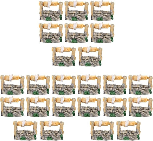Garneck 24pcs Miniature Well Ornaments Fairy Garden Crafts Micro Statues for Scene Decor and Miniature Landscape Accessories