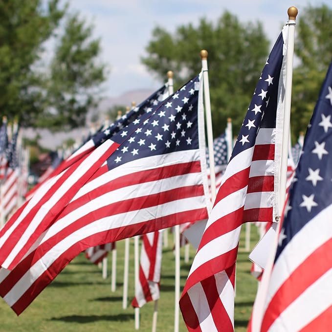 4x6 FT American Flags for Outdoor,Super Tough Spun Polyester & Long Lasting Nylon USA Flag Embroidered Stars, Sewn Stripes, Brass Grommets UV Protection Outdoor High Wind & All Weather USA Flag