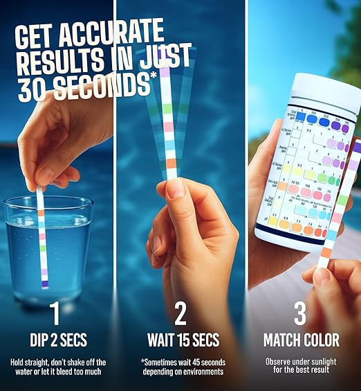 162 Pcs 7-Way Hot Tub Pool Test Strips - Accurate Readings in 15 Seconds