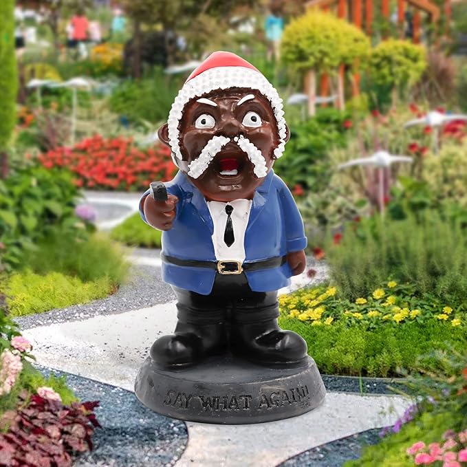 Dnoifne Military Garden Gnomes, Say What Again! Funny War Gnome, Resin Army Soldier Sculpture, Dwarf Gangster Statue, Novelty Ornament for Indoor Outdoor Lawn Yard Decorations