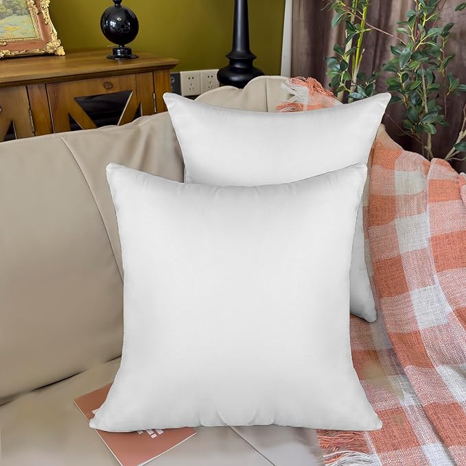 18 x 18 Outdoor Pillow Inserts Pack of 4 Medium Throw Pillow Inserts Waterproof Patio Furniture Pillows Decorative Porch Couch Pillows Premium White Square Sofa Cushion Sham Stuffer