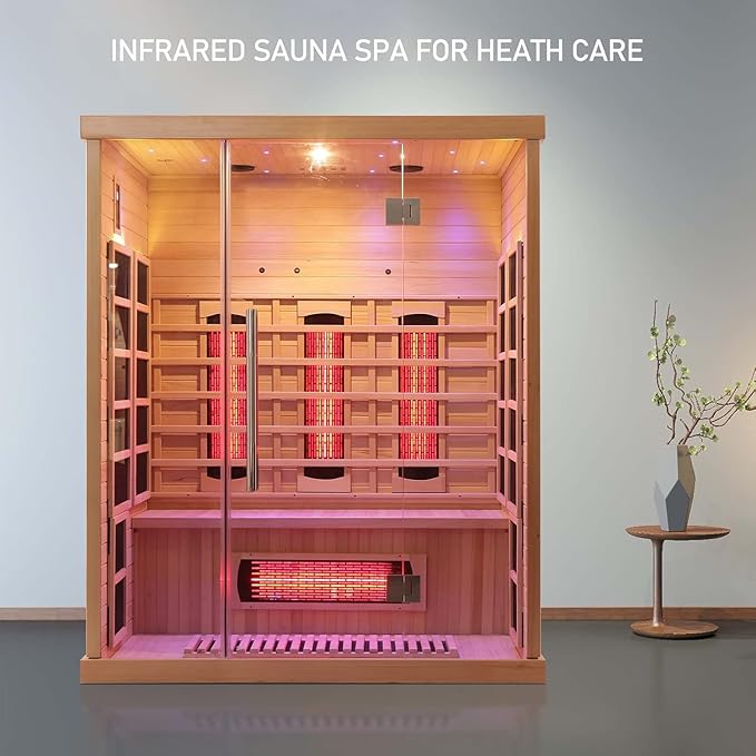 3Pcs Full Far Infrared Carbon Fiber Glass Red Light Heater Tube, Infrared Sauna Heater Tube Sauna Accessories, 220V Heater, Infrared Suana Heating Tube for Wooden Indoor/Outdoor Sauna (220V)