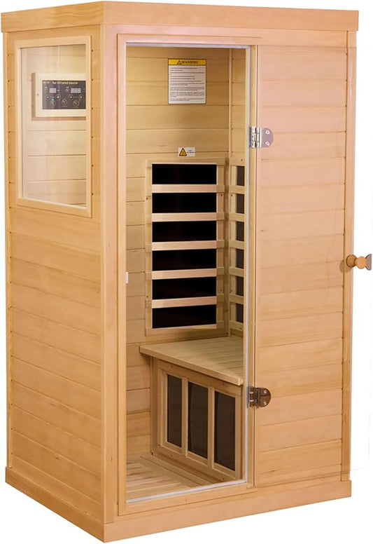 Saunas 909Mini Far Infrared Sauna, Indoor Dry Sauna (Hemlock Wood, 1 Person Mini Size Left Door)