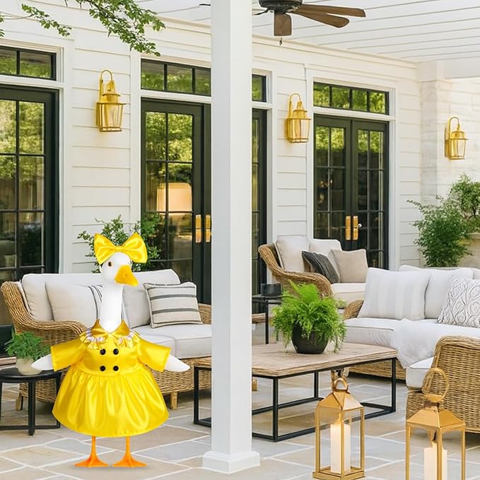 Porch Goose Outfit Flower Lawn Goose Dress Clothes for 23" Large Geese Statue Outdoor Patio Yard Lawn Art Decoration