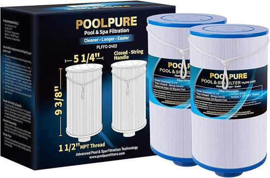 POOLPURE Spa Filter Replaces Watkins 303279, PFF42TC-P4, 5CH-37, 78460, FC-2402, Lifesmart, Freeflow, AquaTerra, Hydromaster, Grandmaster, Simplicity, Bermuda Hot Tub Filters 2PACK