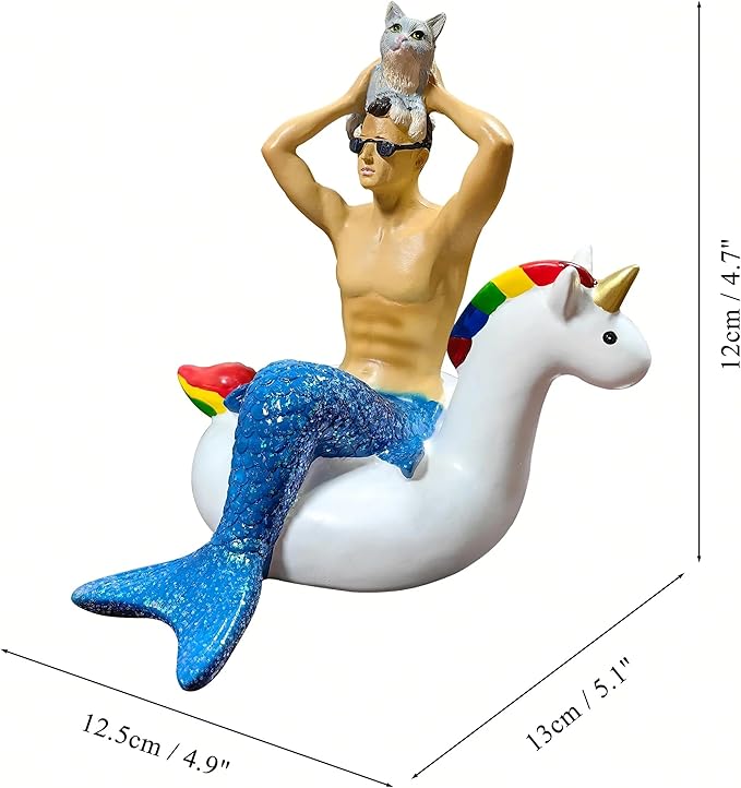 Garden merman Unicorn Statue - Outdoor Garden Decor, Figurine Ornament for Indoor Outdoor Home Patio Yard Lawn, Gift for Mom,Ladies,Housewarming, Party Favor - Resin Craft for Yard & Tabletop Display