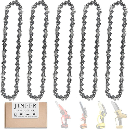 5 Pieces 6 Inch Chainsaw Chain, Replacement Chains for 6 Inch Cordless Electric Portable Mini Chainsaw, Chains Fit for 6-inch Mini Chainsaws -37 Drive Links