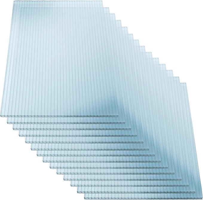 28 Pcs Polycarbonate Greenhouse Panels, 4' x 2' x 0.15'' Twin-Wall Panels, UV Protected Reinforced Clear Sheets for Greenhouse, Outdoor, Plant Stand Roof (28)