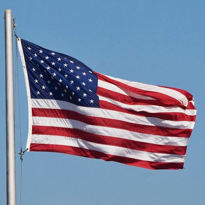 American Flag 10x15 FT Embroidered Stars, Sewn Stripes, Brass Grommets Polyester USA US Flag Long Lasting for Outdoor Use