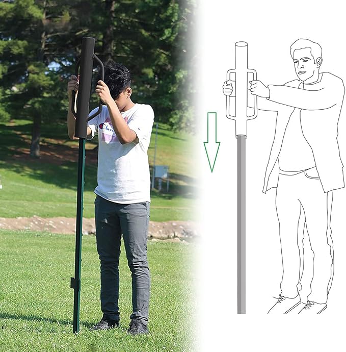Fence Post Driver-34lb T Post Driver with Handles,Heavy Duty Post Pounder,Fence Stake Hammer,Metal Fence Post Hole Digger, Post Rammer for Installing Fences or Wooden Post