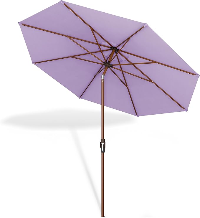 Midtown Umbrellas Wooden 2-8 Feet Outdoor Patio Umbrella, Terylast Midtown Purple Fabric, Aluminum Frame For Backyard Umbrella, Deck Umbrella, Garden Umbrella & Pool Umbrella - Wooden Pole
