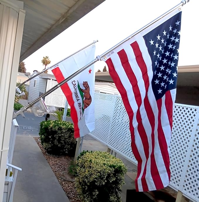 Double Sided Californian State Flag 4x6 Made in USA Outdoor Heavy Duty 3 Ply Polyester Californian Flags with White Starting Tape and 2 Brass Grommets
