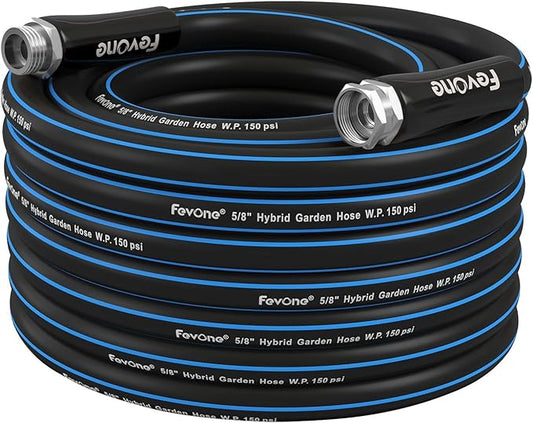 Fevone Garden Hose 50 ft., Lightweight Hybrid Water Hose, Flexible and Durable, Leak-Free Connections