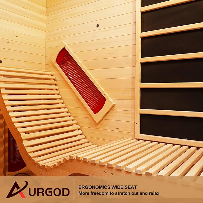 Corner Sauna 1 Person, Infrared Wooden Sauna, Luxurious Canadian Hemlock Home Saunas, 2300 W 8 Heating Element, Low EMF Full Size Indoor Spa(Right Recliner)