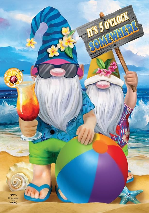 Briarwood Lane Summer Gnomes Humor House Flag