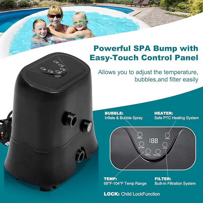 71" X 71" X 25" Hottub, 2-4 Person Inflatable Hot Tub, Portable Blow Up Hot Tub Round Portable Outdoor Spa with 120 Bubble Jets and Heater Pump, Filter