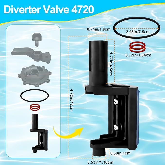 2-Port/3-Port Pool Valve Rebuild Kit Compatible with Jandy 2-way/3-way 4715, 4716, Valve and Gray Includes Handle 7433, Knob 4603, Valve Cover 4606, Diverter Valve 4720 (Pack of 1)