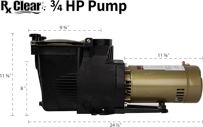Rx Clear Ultimate Niagara 3/4 HP Pool Pump for Inground Swimming Pools | 56 Frame | 115/230 Volt | 8.5/4.3 Amps | Corrosion Proof | Large See-Through Strainer Cover
