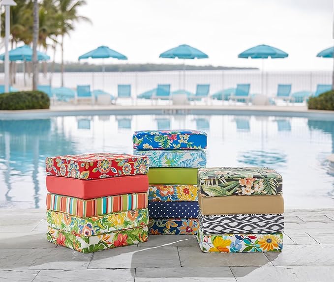 BrylaneHome Extra-Thick Seat Cushion - 23”L x 22”W x 5.5”H - Patio & Outdoor - Water, Stain & Fade Resistant - Cypress Midnight