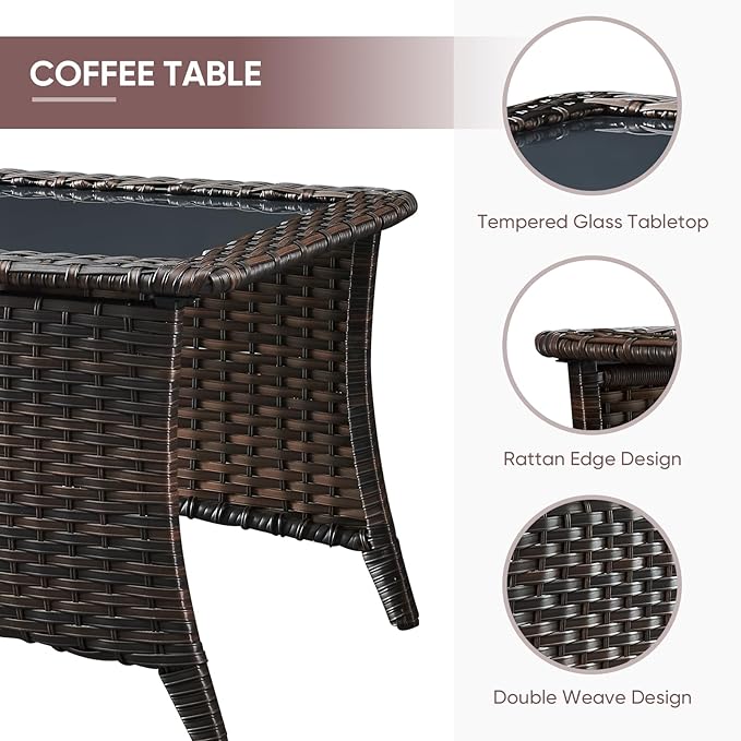 Patio Furniture 4 Piece, All-Weather PE Wicker Outdoor Furniture Set with Coffee Table,Outdoor Patio Furniture with Swivel Rocker Chairs and Outdoor Sofa
