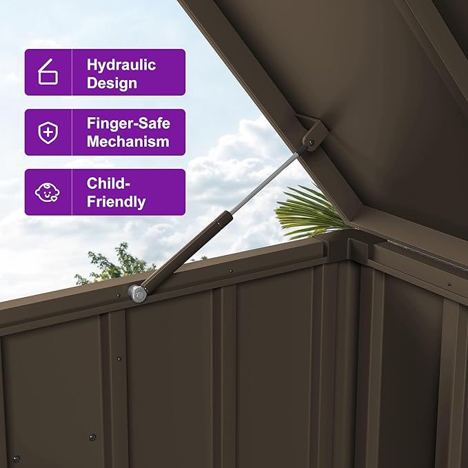 PURPLE LEAF Outdoor Deck Box 120 Gallon Waterproof Lockable Storage Box Container with Lid Deck Organization for Patio Cushions Side Table Pool Accessories Garden Tools, Brown