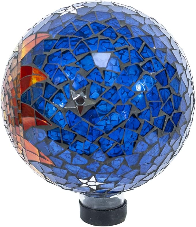 Echo Valley 8199 10-Inch Mosaic Glass Gazing Globe, Sun-Moon, Outdoor Décor
