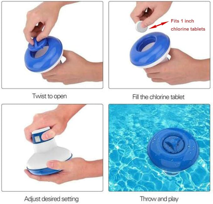 ATIE Collapsible/Retractable Pool Spa 1" Chlorine/Bromine Tablet Dispenser for Pool, Spa, Hot Tub, and Fountain, Perfect for Inflatable & Above-Ground Pools