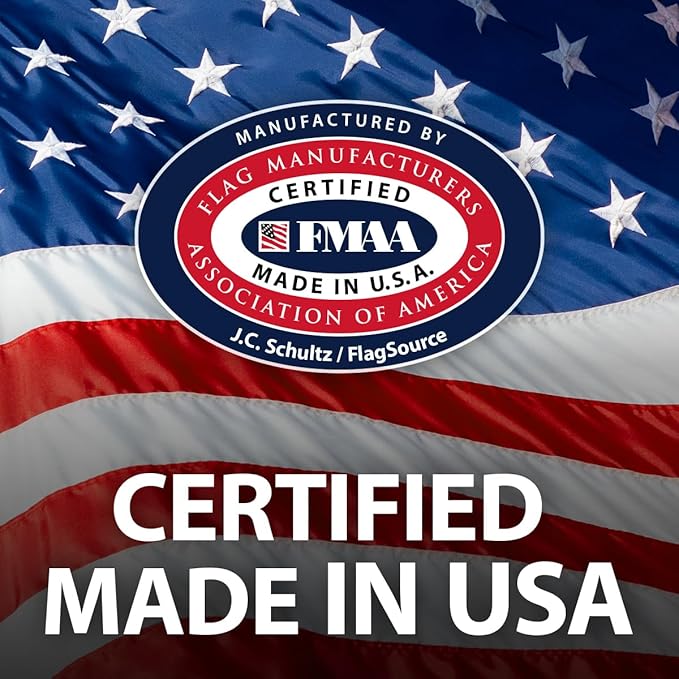 FlagSource FMAA Certified PolyExtra Polyester American Flag with Embroidered Stars and Sewn Stripes, Made in the USA, 20x38'