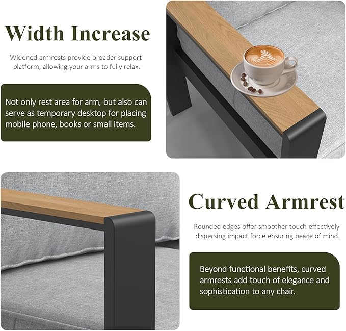 LayinSun 5 Piece Aluminum Outdoor Furniture Set with Coffee Table, Outside Patio Deep Seating Conversation Set with Upgraded Washable Thick Cushion