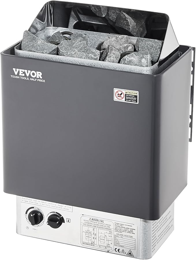 VEVOR Sauna Heater, 3KW 220V Electric Sauna Stove, Steam Bath Sauna Heater with Built-in Controls, 3h Timer and Adjustable Temp for Max. 70-141 Cubic Feet, Home Hotel Spa Shower Use