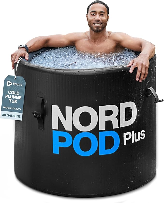 Lifepro NordPod Plus Portable Ice Bath Tub – Cold Plunge Recovery Tub for Athletes, Outdoor/Indoor Use – XL 80-Gallon Capacity with All-Weather Lid – Foldable Ice Pod for Cold Water Therapy