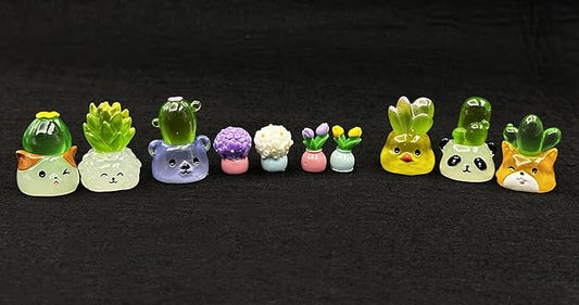 Geiomoo Miniature Resin Fish Tank Landscape Set, Mixed Garden Mini Accessories for Home DIY Crafts Decors (10 Pcs)