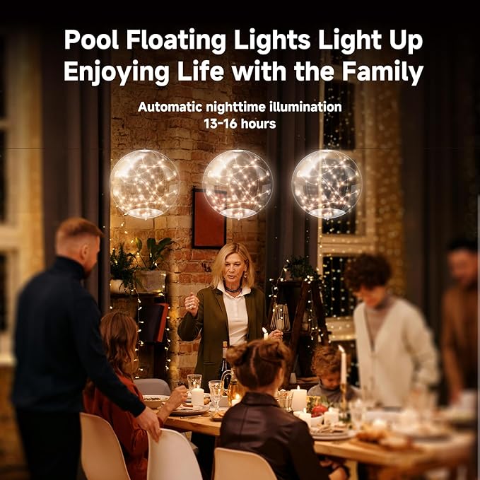 2 Pack Solar Floating Pool Lights, 14 Inch RGB Inflatable LED Pool Balls with Remote, IP68 Waterproof Color Changing Pool Lights That Float for Swimming Pool Party Yard Outdoor Night Decor