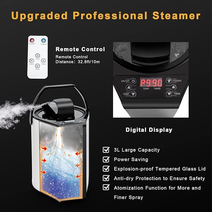 Giantex Portable Steam Sauna, Personal Therapeutic Sauna for Detox, Temperature & Timer Adjustable, 800W Sauna Box Spa w/Chair, 3L Steamer,Massage Roller,Mat,Remote Control, Home Sauna Tent (Black)