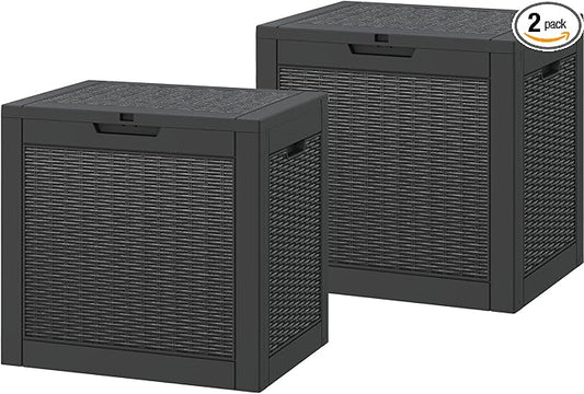 Outdoor Storage Box,2 Packs 31 Gallon Deck Box, Large Resin Storage Cabinet for Gardening Tools, Patio Pillow, Lockable, Waterproof and UV Resistant