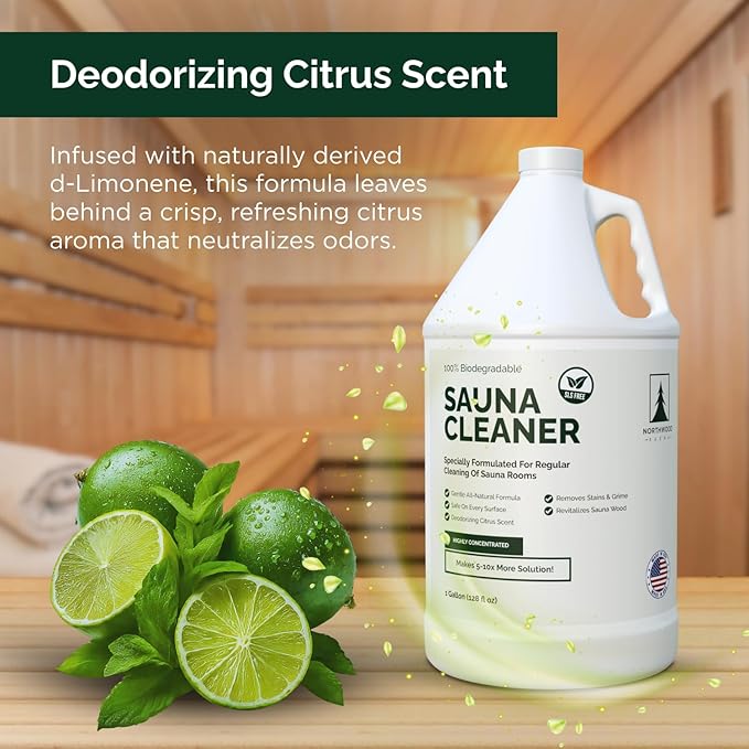 Sauna Cleaner - Natural Wood Cleaner & Deodorizer - Makes 10x More Solution - 1 Gallon (128 Fl Oz)