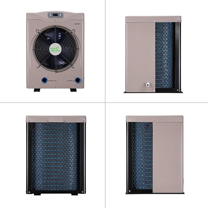 ECO POOLTECH EU50 Electric Pool Heater for Above Ground Pools Up to 5000gallons, Max16184BTU Swimming Pool Heat Pumps, 110V-120V/60Hz Plug-in Pool Warmer, High Efficiency